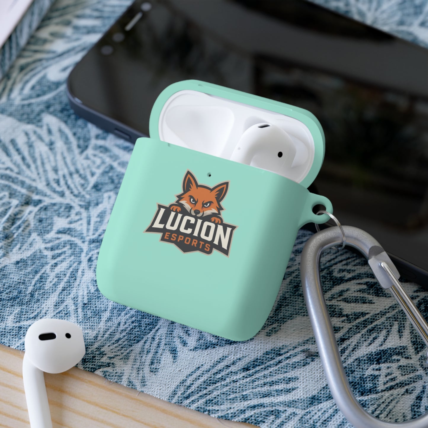 Lucion Esports AirPods Case Cover — Protective Silicone Case with Carabiner