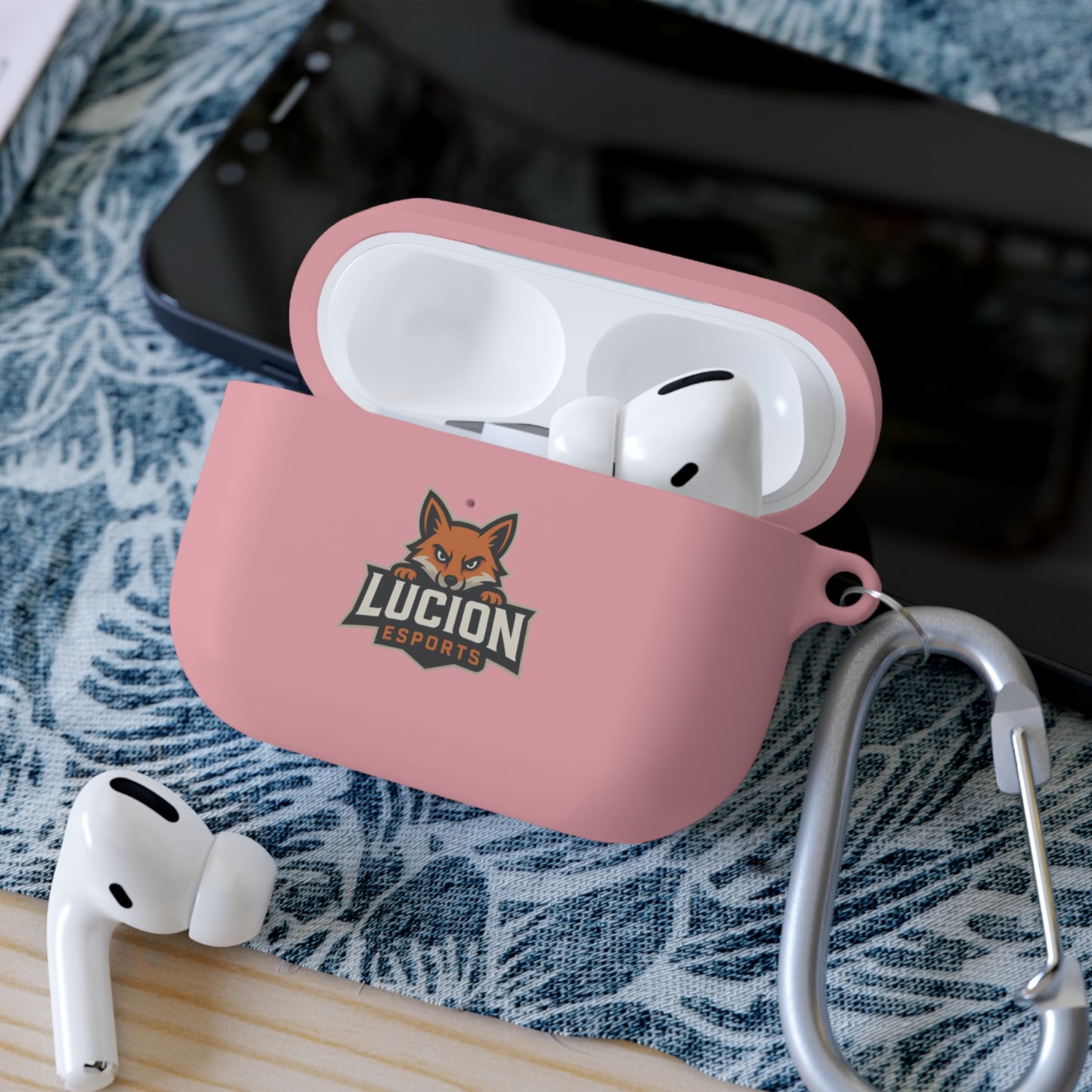 Lucion Esports AirPods Case Cover — Protective Silicone Case with Carabiner