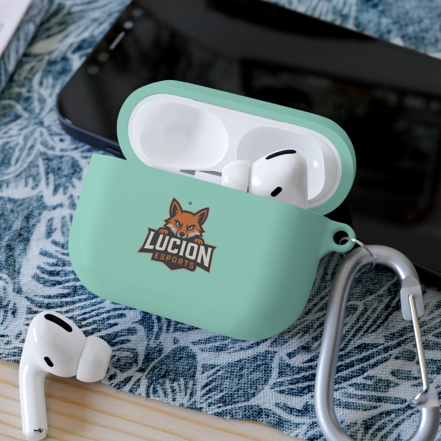 Lucion Esports AirPods Case Cover — Protective Silicone Case with Carabiner
