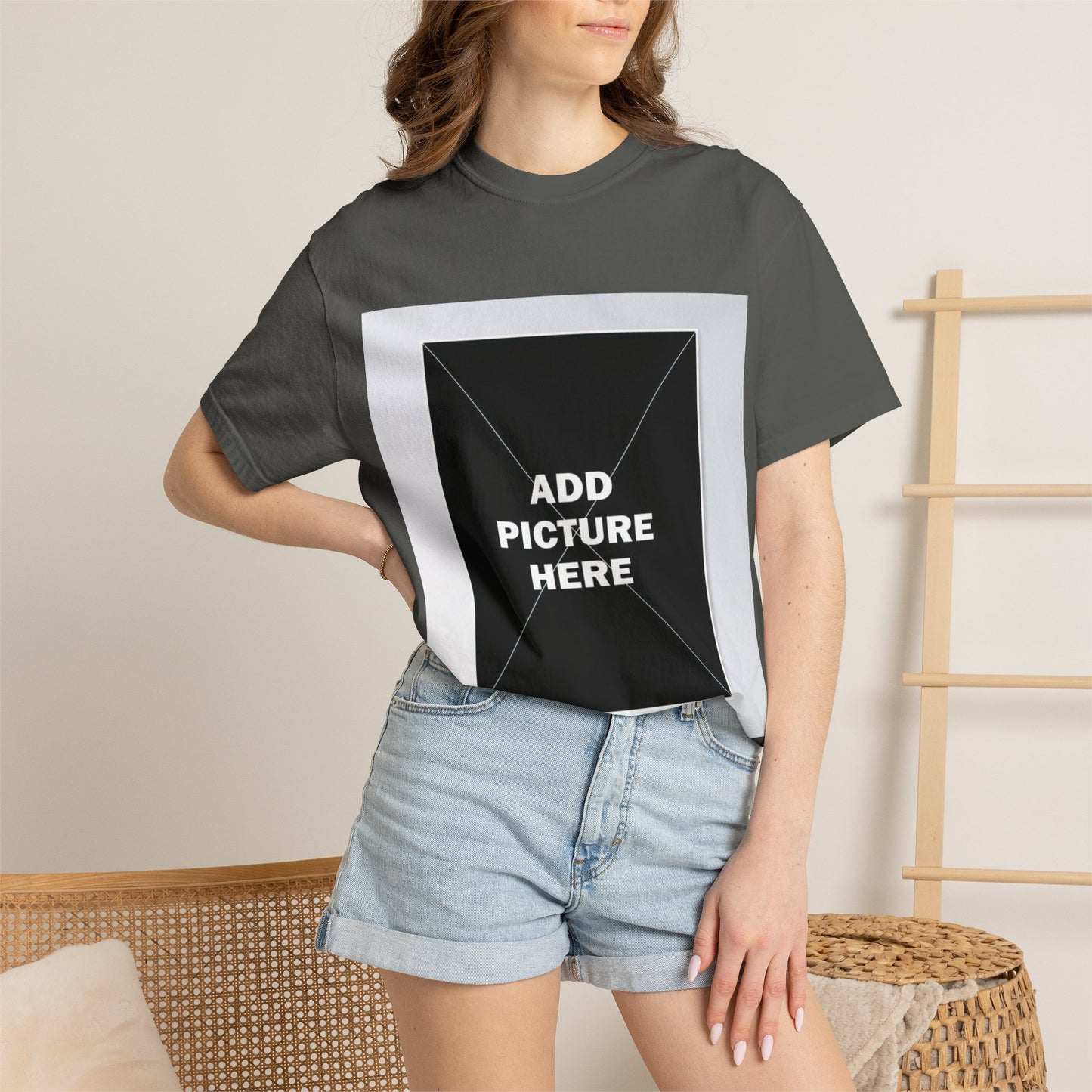 Photo-Print T-Shirt — Customizable "Add Picture Here" Graphic Tee
