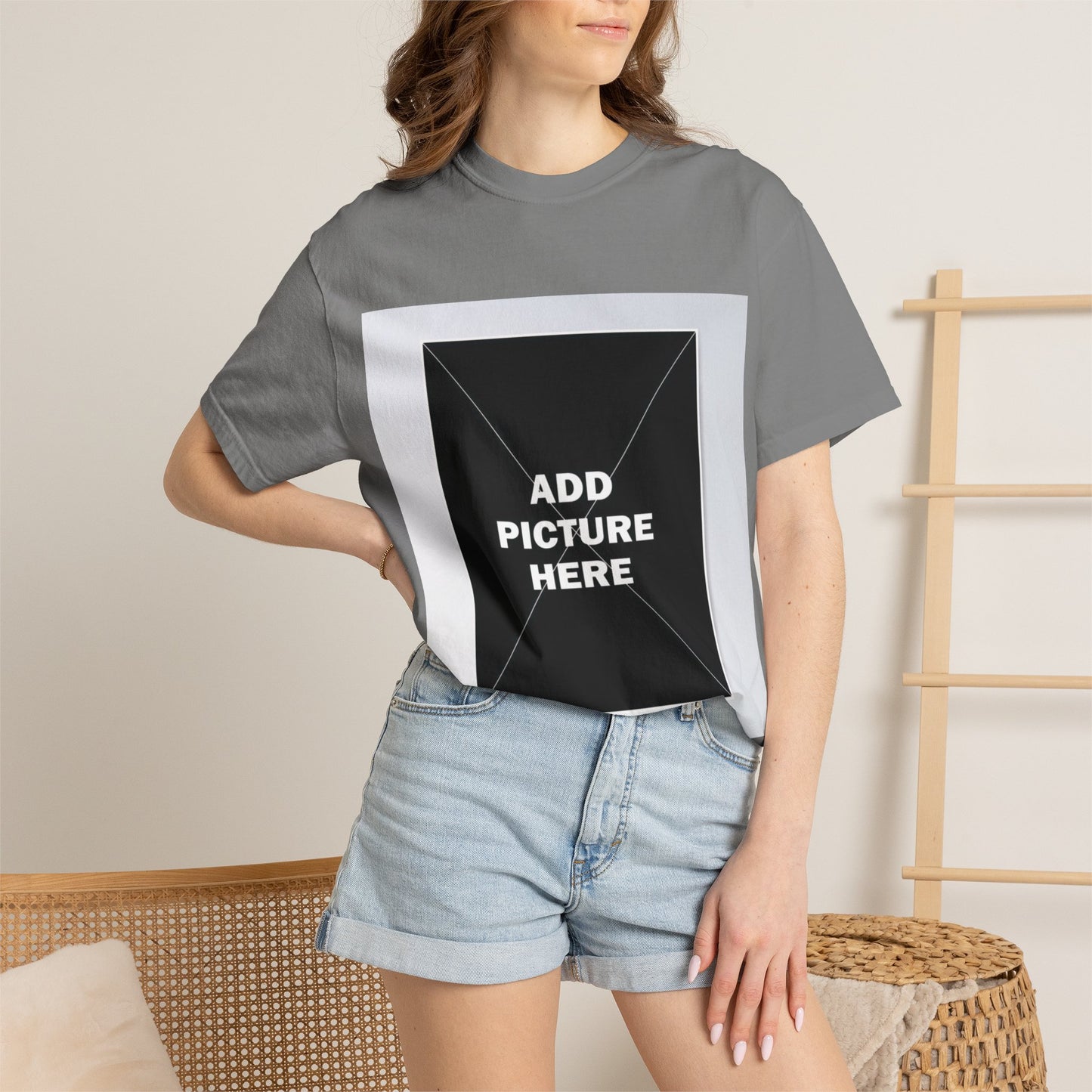 Photo-Print T-Shirt — Customizable "Add Picture Here" Graphic Tee