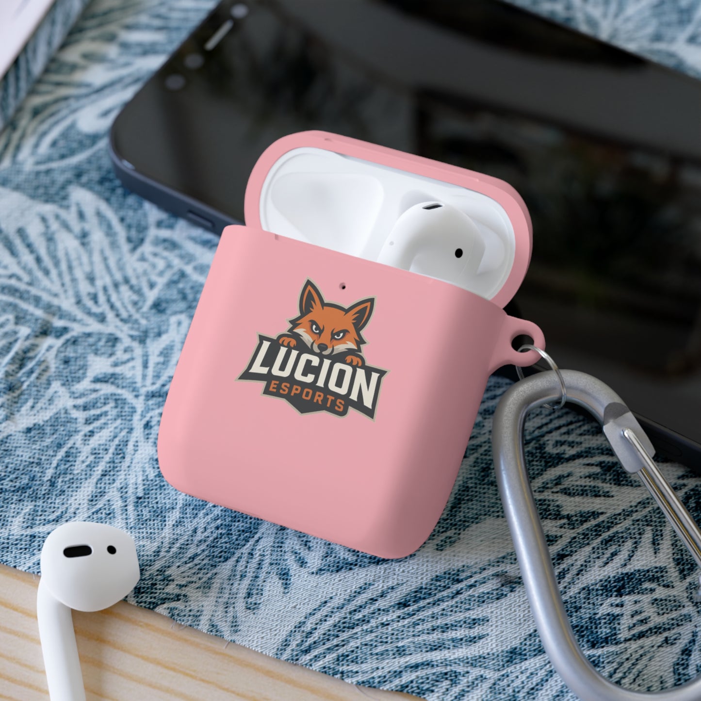 Lucion Esports AirPods Case Cover — Protective Silicone Case with Carabiner