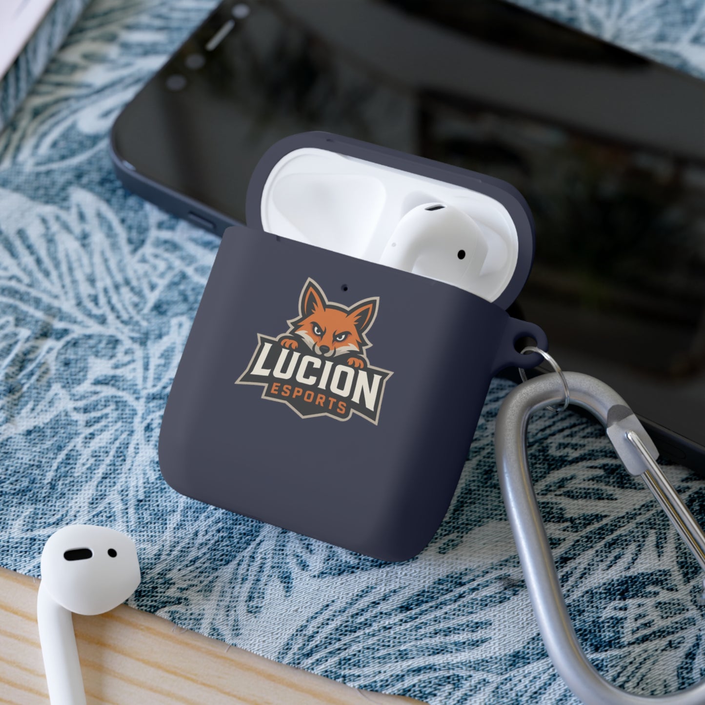 Lucion Esports AirPods Case Cover — Protective Silicone Case with Carabiner