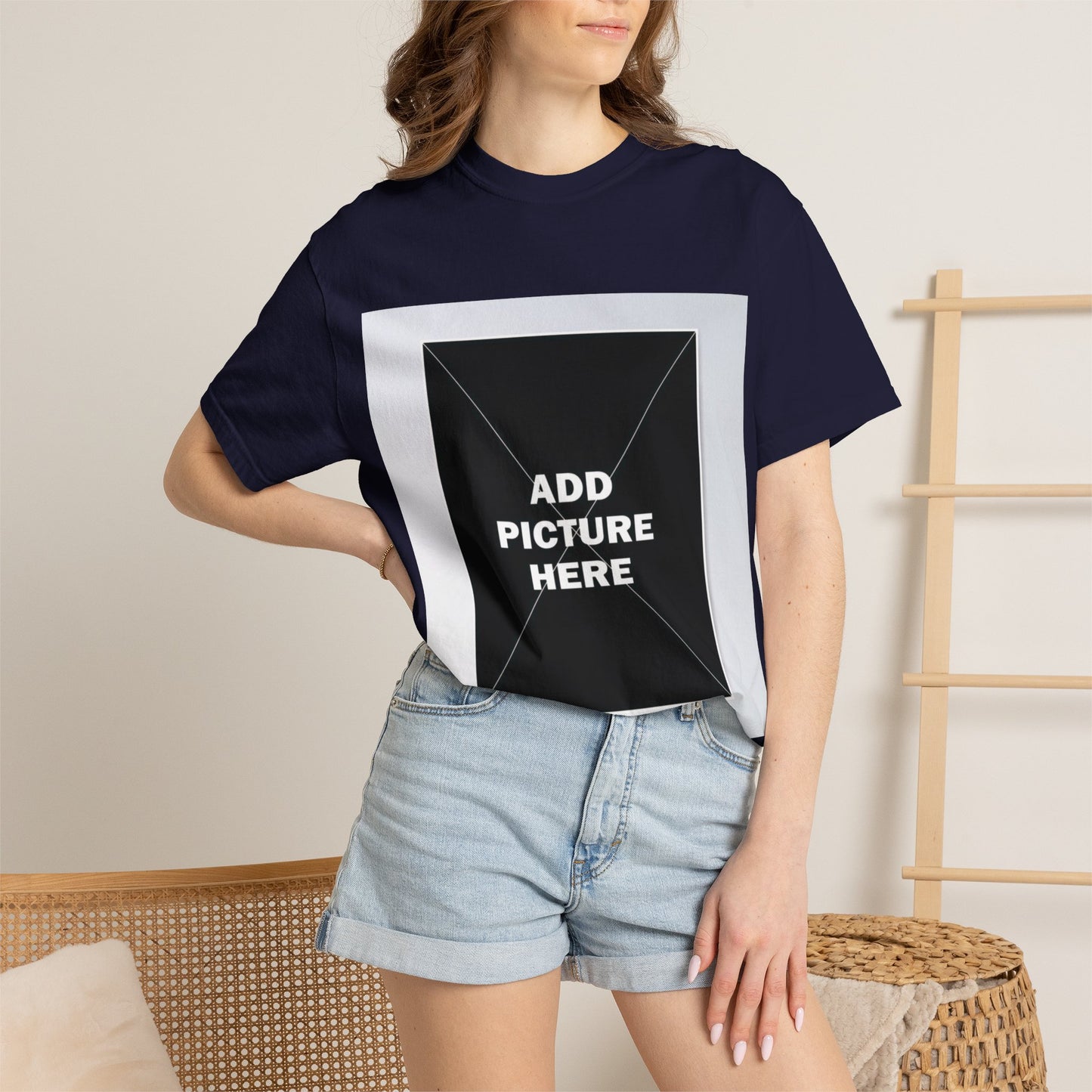 Photo-Print T-Shirt — Customizable "Add Picture Here" Graphic Tee