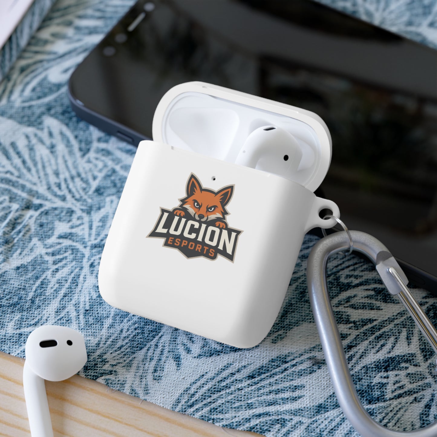 Lucion Esports AirPods Case Cover — Protective Silicone Case with Carabiner